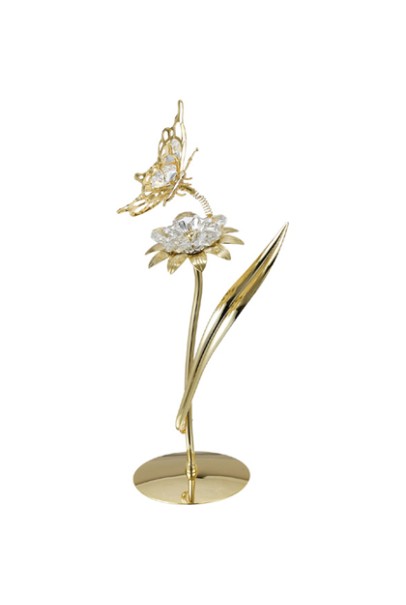 24K GOLD PLATED BUTTERFLY ON SUN FLOWER 24K GOLD PLATED BUTTERFLY ON SUN FLOWER